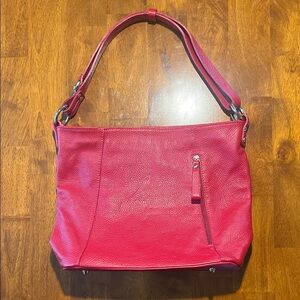 Red Pebbled 100% Leather Crossbody/Shoulder Tote Style Bag